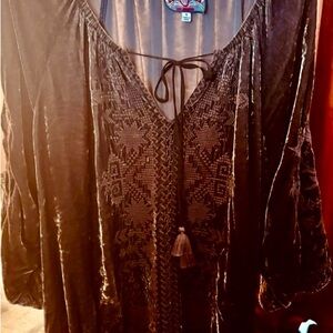 Johnny Was Velvet Blouse in plum color